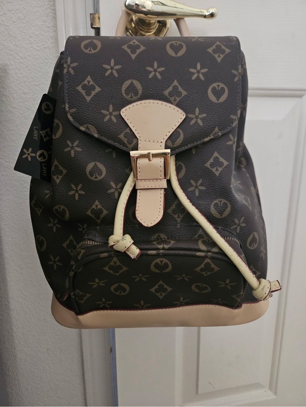 Brown Monogram Drawstring Backpack Purse